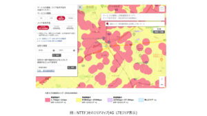 図：NTTドコモのエリアマップ(4G LTEエリア表示)